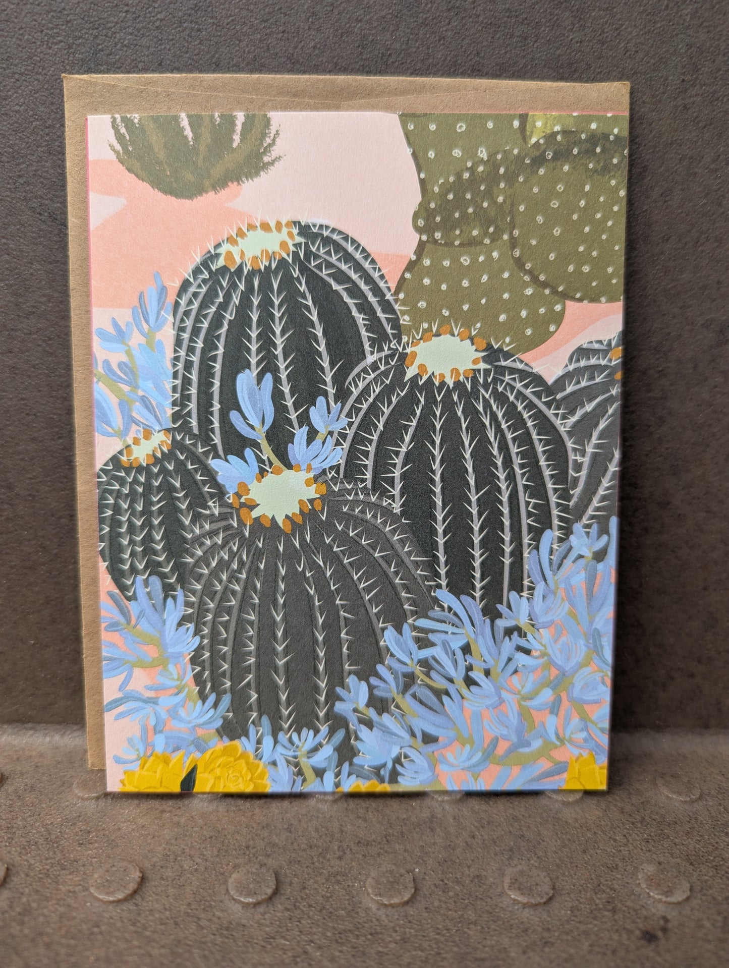 Barrel Cactus with Blue Flowers (Rescued)