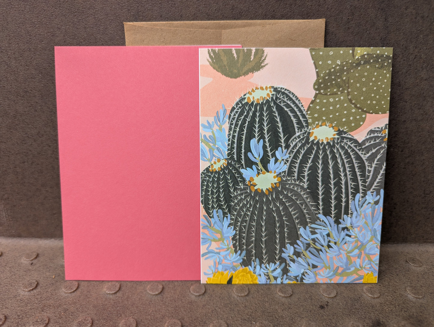 Barrel Cactus with Blue Flowers (Rescued)