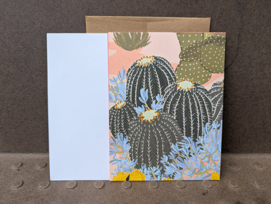 Barrel Cactus with Blue Flowers (Rescued)